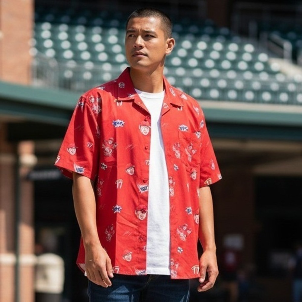 RSVLTS MLBPA Shohei Ohtani Sho-Time Red Button Down Shirt Mens 2XL New